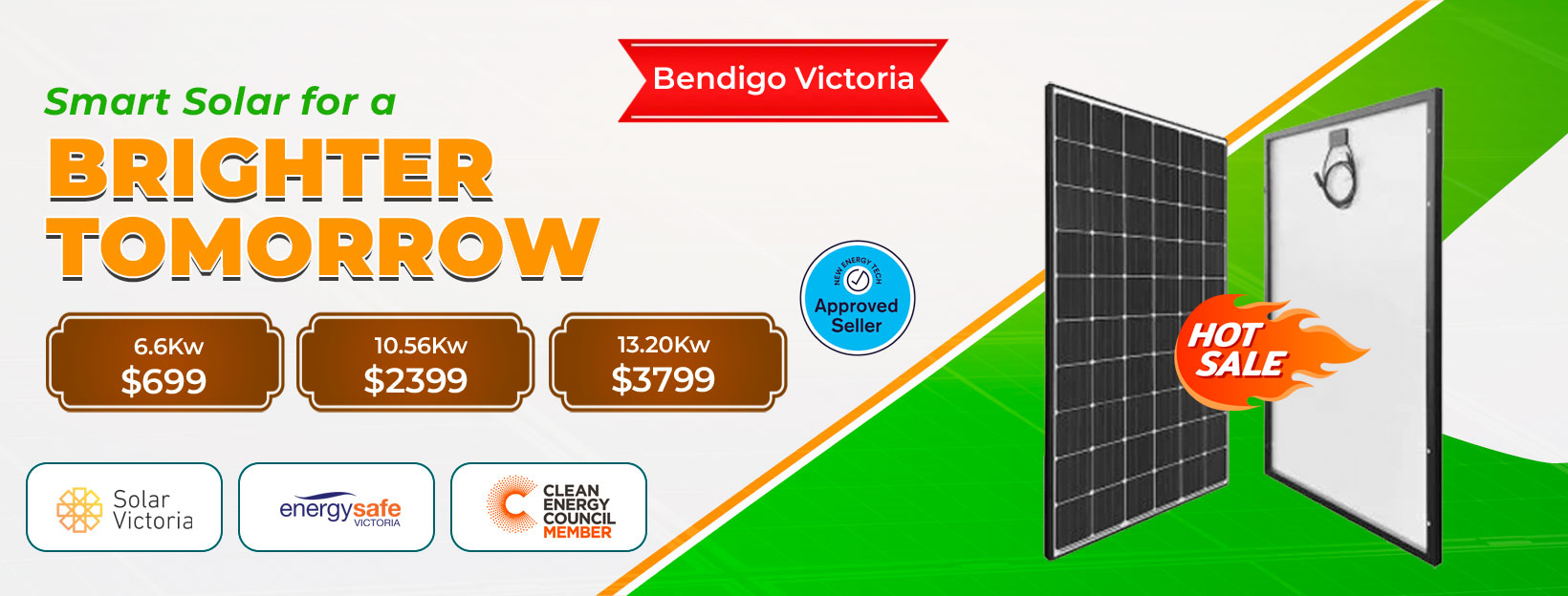Solar panels installed on a residential rooftop in Bendigo under clear blue Australian skies